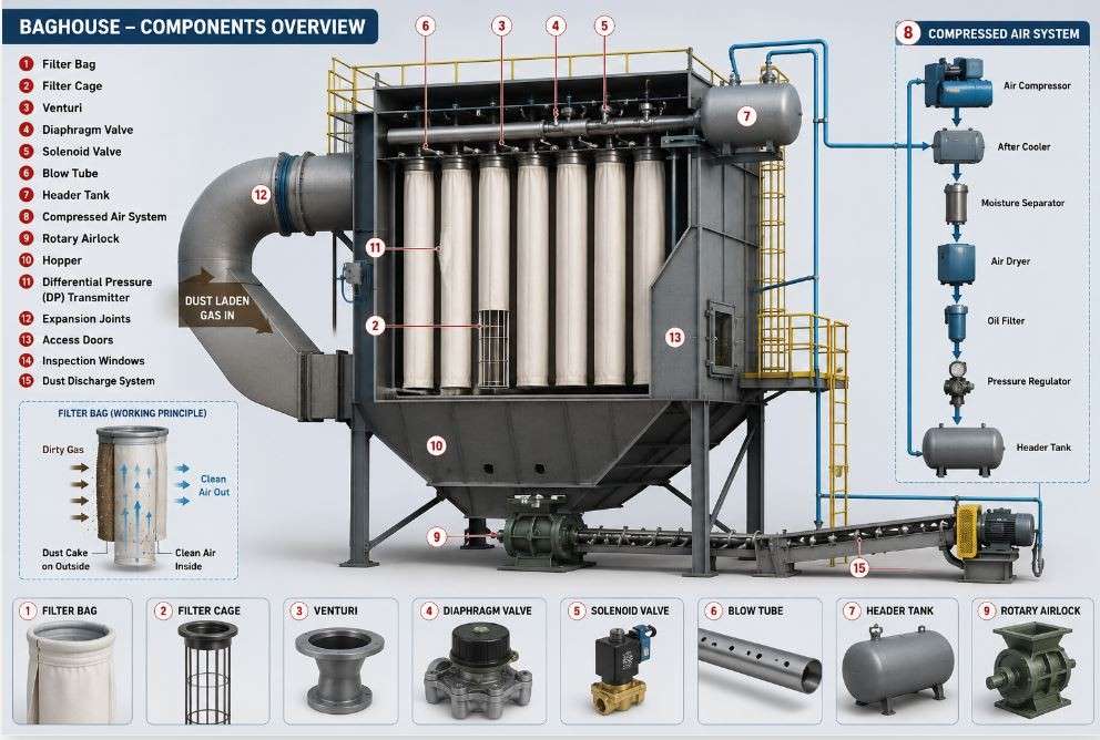 Baghouse Optimization in Cement Plants (Part 2) 2 Baghouse Components, Failure Mechanisms & Maintenance