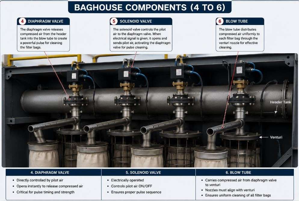 Baghouse Optimization in Cement Plants (Part 2) 5 Diaphragm, solenoid and blow tube