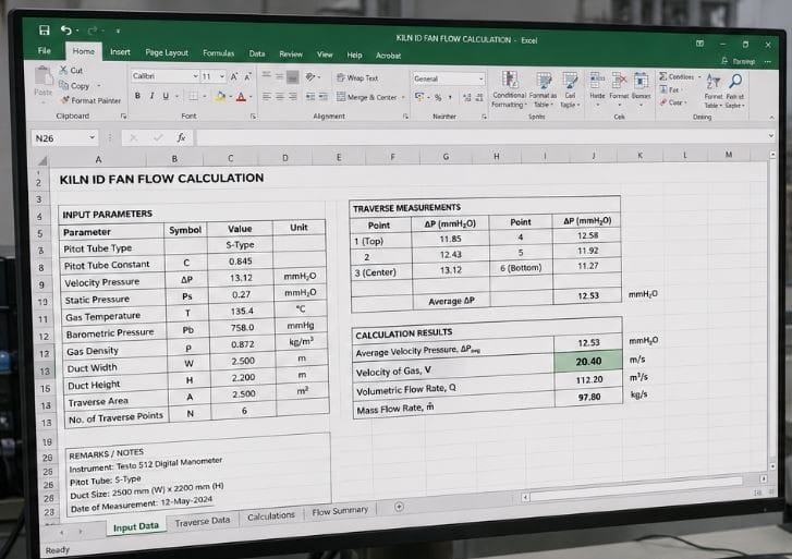 Engineer working on flow calculations