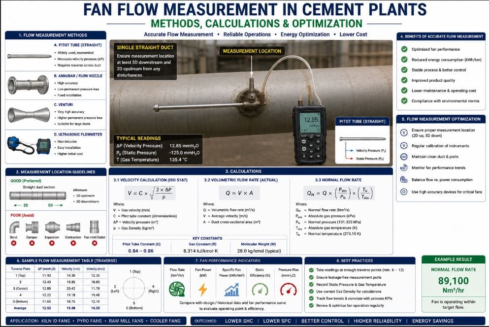 Fan Flow Measurement in Cement Plants: Methods, Calculations & Optimization