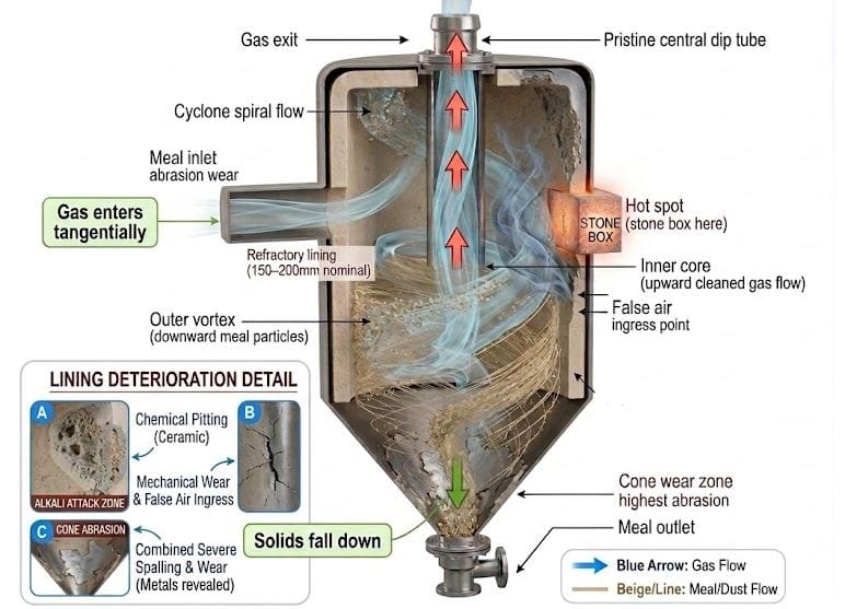 How Stone Box Formation Changes Cyclone Internal Conditions