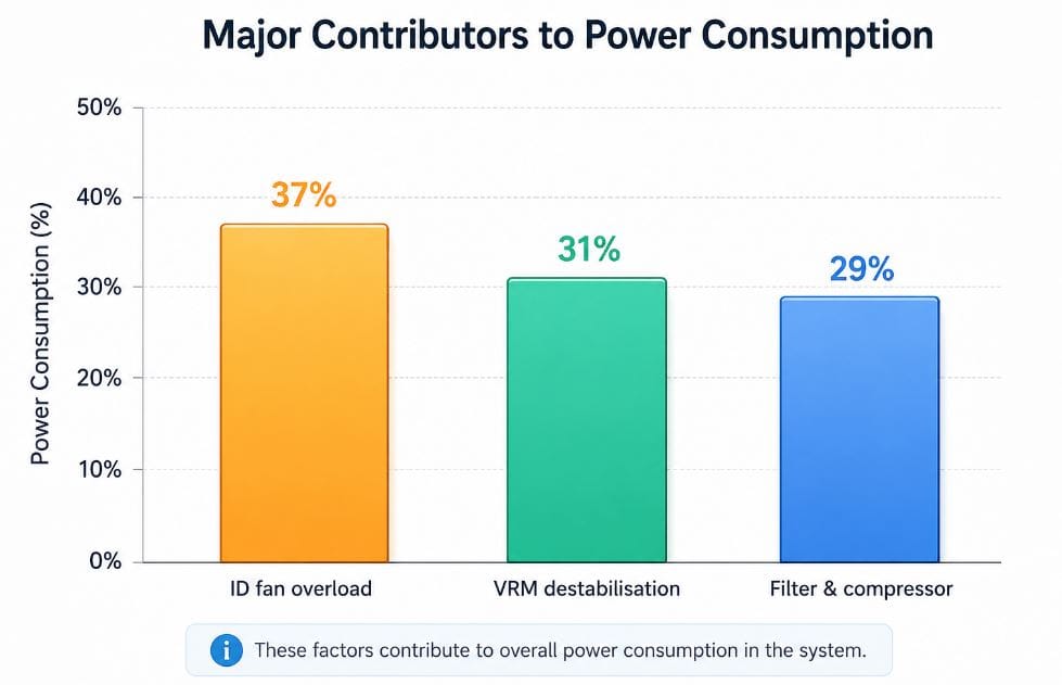 Major contributors to power consumption