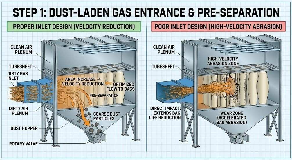 Baghouse Optimization in Cement Plants (Part-1) 4 Dust-Laden Gas Enters the Baghouse