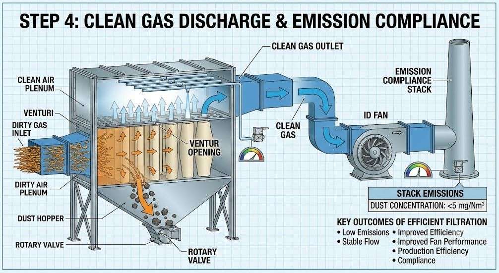 Baghouse Optimization in Cement Plants (Part-1) 7 Clean Gas Leaves the Baghouse