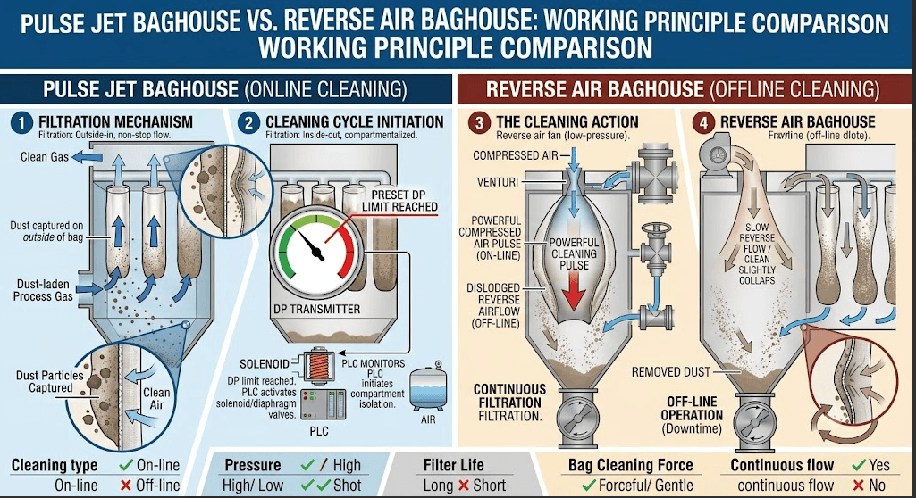 Pulse Jet Baghouse vs Reverse Air Baghouse 2 Pulse Jet Baghouse vs Reverse Air Baghouse