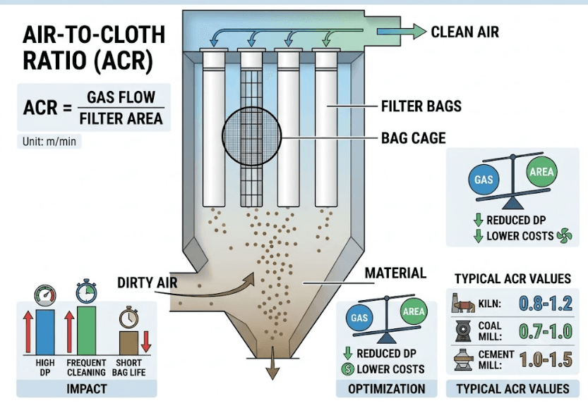 Typical Air Cloth Ratio Values in Cement Plants