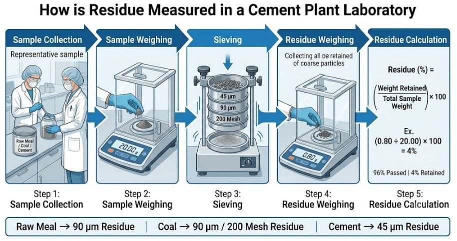 How to measure residue in cement plant
